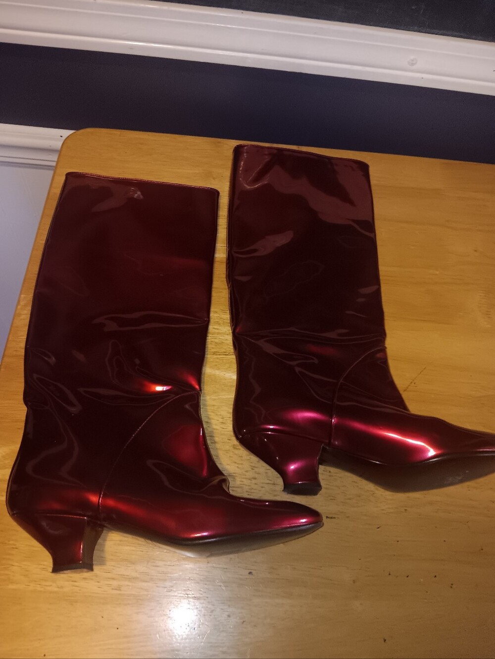 Marc Jacobs Rare Vintage Metallic Red Patwnt Leather Boots Size 37